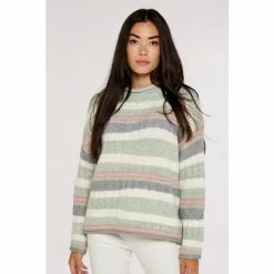 Apricot Pastel Green Blue & Pink Textured Neck Stripe Jumper -Apricot Shop unnamed file 1721