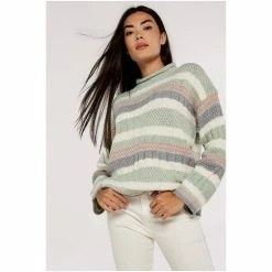 Apricot Pastel Green Blue & Pink Textured Neck Stripe Jumper -Apricot Shop unnamed file 1722