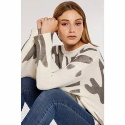 Apricot Cream & Grey Graffiti Jumper