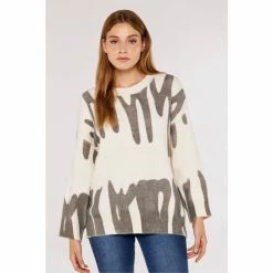 Apricot Cream & Grey Graffiti Jumper -Apricot Shop unnamed file 1730