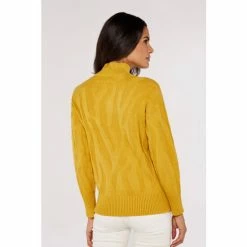 Apricot Yellow Jacquard Mock Neck Jumper -Apricot Shop unnamed file 1735