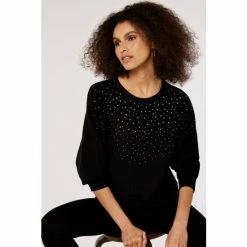 Apricot Black Batwing Jumper
