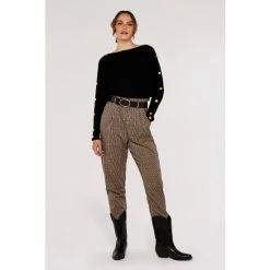 Apricot Black Slash Neck Jumper