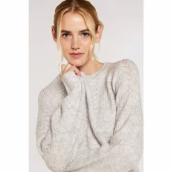 Apricot Grey Chevron Pointelle Metallic Jumper -Apricot Shop unnamed file 1780