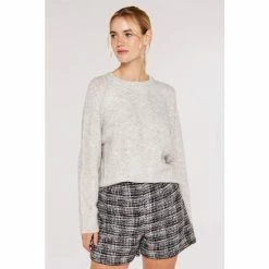 Apricot Grey Chevron Pointelle Metallic Jumper -Apricot Shop unnamed file 1781