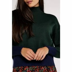 Apricot Green 2 Tone Mock Neck SoftTouch Jumper -Apricot Shop unnamed file 1790