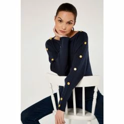 Apricot Blue Slash Neck Button Detail Jumper -Apricot Shop unnamed file 1810