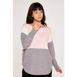 Apricot Pink Colourblock Panel Curved Jumper -Apricot Shop unnamed file 1816