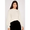 Apricot Cream Pointelle Stripe Batwing Jumper