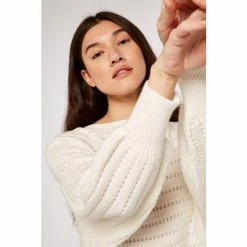 Apricot Cream Pointelle Stripe Batwing Jumper -Apricot Shop unnamed file 1827
