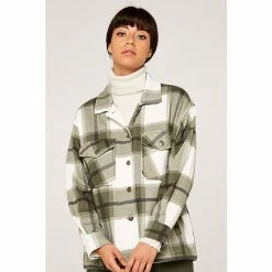 Apricot Green Check Button Down Shacket -Apricot Shop unnamed file 1858