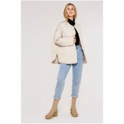 Apricot Cream Collarless Quilted Jacket -Apricot Shop unnamed file 1877