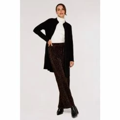 Apricot Black Zip Detail Crepe Long Cover Up Jacket