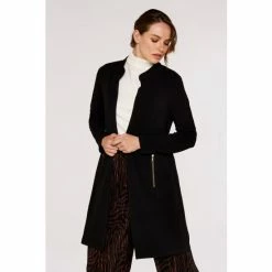Apricot Black Zip Detail Crepe Long Cover Up Jacket -Apricot Shop unnamed file 1881