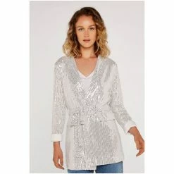 Apricot Silver Sequin Long Sleeve Belt Blazer -Apricot Shop unnamed file 1900