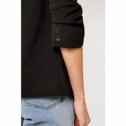 Apricot Black Open Rushed Sleeve Blazer -Apricot Shop unnamed file 1904