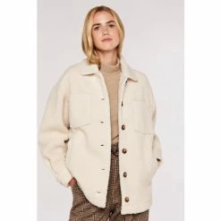 Apricot Cream Teddy Borg Shacket