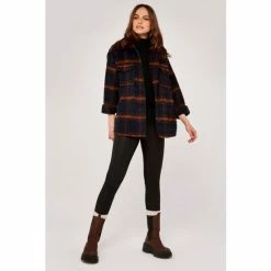 Apricot Navy Blue & Orange Bright Plaid Shacket -Apricot Shop unnamed file 1932