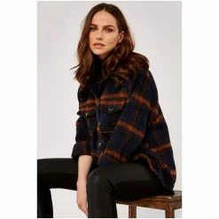 Apricot Navy Blue & Orange Bright Plaid Shacket -Apricot Shop unnamed file 1935