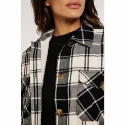 Apricot Black & White Flannel Sherpa Check Shacket -Apricot Shop unnamed file 1939