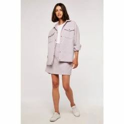 Apricot Purple Check Wool Shacket