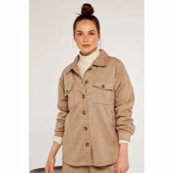 Apricot Brown Suedette Shacket