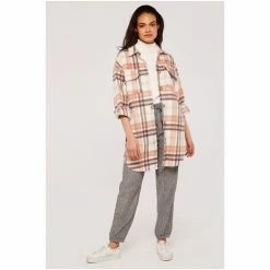Apricot Pink Pastel Check Longline Shacket -Apricot Shop unnamed file 1975