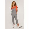Apricot Grey Pinstripe Tie Shoulder Jumpsuit