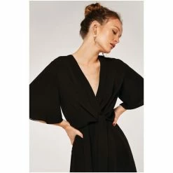 Apricot Black Classic Tie Front V Neck Jumpsuit -Apricot Shop unnamed file 2015