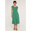 Apricot Green Brush Dot Milkmaid Midi Dress