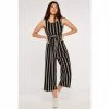 Apricot Black Stripe Self Tie Waist Jumpsuit
