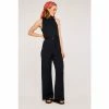 Apricot Blue Waffle Halter Neck Belt Jumpsuit