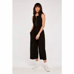 Apricot Black Zip Front Culotte Jumpsuit -Apricot Shop unnamed file 2055