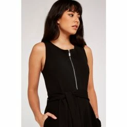 Apricot Black Zip Front Culotte Jumpsuit -Apricot Shop unnamed file 2056