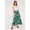 Apricot Blue & Green Tropical Print Smock Wrap Skirt