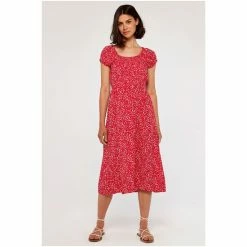 Apricot Green Brush Dot Milkmaid Midi Dress -Apricot Shop unnamed file 207