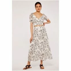 Apricot Blue Retro Floral Shirred Waist Skirt -Apricot Shop unnamed file 2088