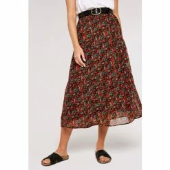 Apricot Red & Black Pansy Ditsy Tiered Skirt -Apricot Shop unnamed file 2092