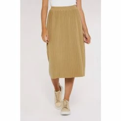 Apricot Camel Pleated Knitted Skirt -Apricot Shop unnamed file 2098