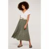 Apricot Green Mosaic Print Crinkle Belted Skirt