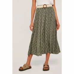 Apricot Green Mosaic Print Crinkle Belted Skirt -Apricot Shop unnamed file 2109