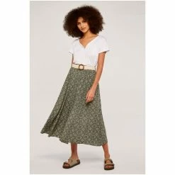Apricot Green Mosaic Print Crinkle Belted Skirt -Apricot Shop unnamed file 2111