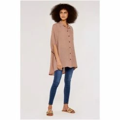 Apricot Pink 3/4 Sleeve Slub Shimmer Shirt -Apricot Shop unnamed file 2138