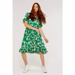 Apricot Green Lily Garden Silhouette Dress