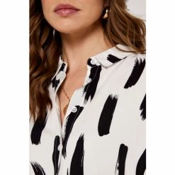 Apricot White & Black Brushstroke Shirt Top -Apricot Shop unnamed file 2152