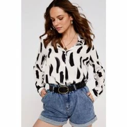 Apricot White & Black Brushstroke Shirt Top -Apricot Shop unnamed file 2153