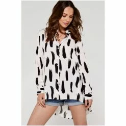Apricot White & Black Brushstroke Shirt Top -Apricot Shop unnamed file 2154