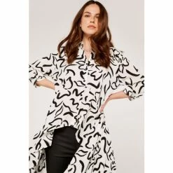 Apricot White Abstract Print Extreme Hem Shirt -Apricot Shop unnamed file 2184