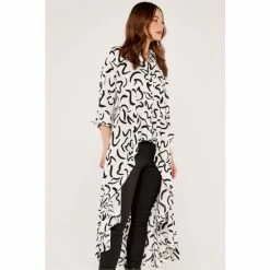 Apricot White Abstract Print Extreme Hem Shirt -Apricot Shop unnamed file 2185
