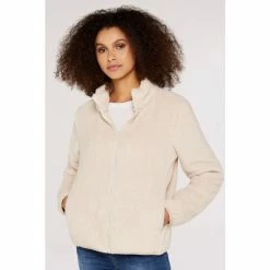 Apricot Cream Fleece Zip Through Cardigan
